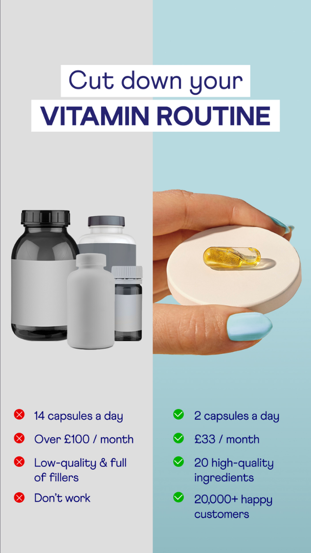 Comparison Ad Breakdown for Vitamin Routines — Comparison Meta ad example for Supplements