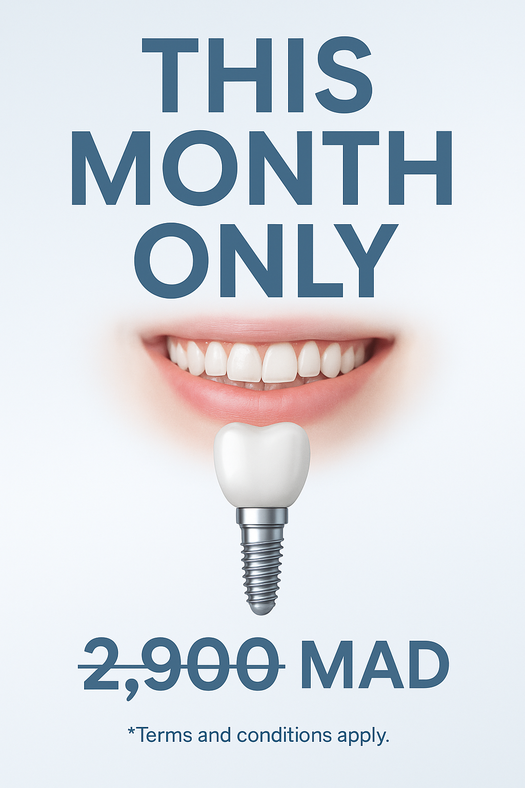 Offer / Urgency: Implants This Month — Offer / Urgency Meta ad example for Dental