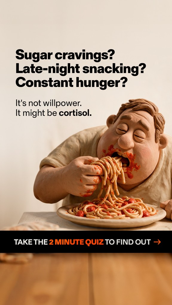 Problem/Solution: Cortisol Quiz — Problem/Solution Meta ad example for Health & Wellness