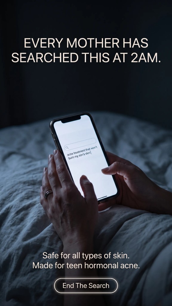 Search Hook: Teen Acne 2am — Search Hook Meta ad example for Skincare